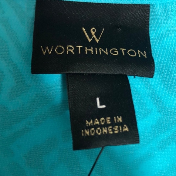 Worthington Sheer Button Up Sleeveless Blouse NWT Large - Picture 6 of 8